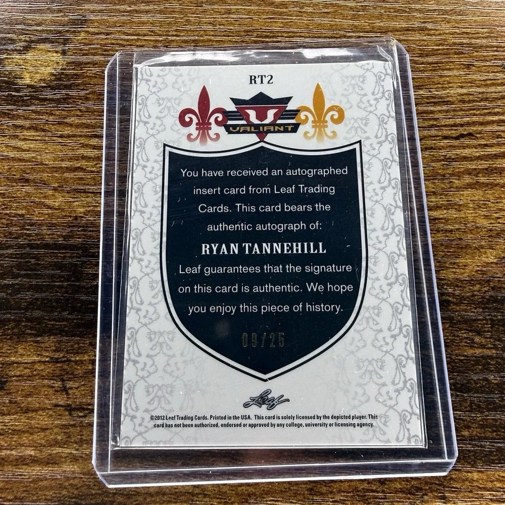 2012 Leaf Valiant Ryan Tannehill Purple Rookie Auto 09/25 #RT2 RC